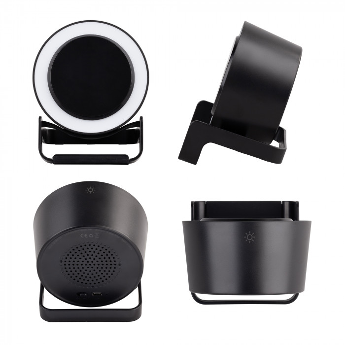 Bluetooth колонка-подставка Smart Loud с беспроводным (10W) зарядным устройством, лампой и подсветкой логотипа