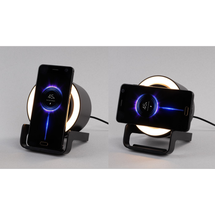 Bluetooth колонка-подставка Smart Loud с беспроводным (10W) зарядным устройством, лампой и подсветкой логотипа