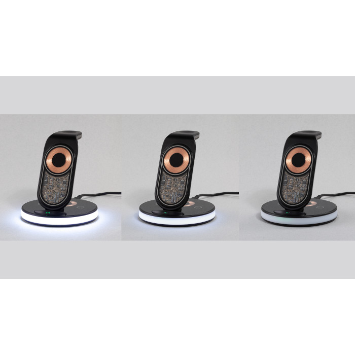 Беспроводная (15W) зарядная станция Tron с прозрачным корпусом и подсветкой