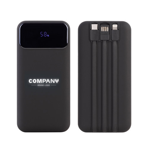 Зарядное (22.5W) устройство Top Grade SOFTTOUCH 20000 mAh с подсветкой логотипа, встроенными кабелями и цифровым индикатором заряда Зарядное (22.5W) устройство Top Grade SOFTTOUCH 20000 mAh с подсветкой логотипа, встроенными кабелями и цифровым индикатором заряда