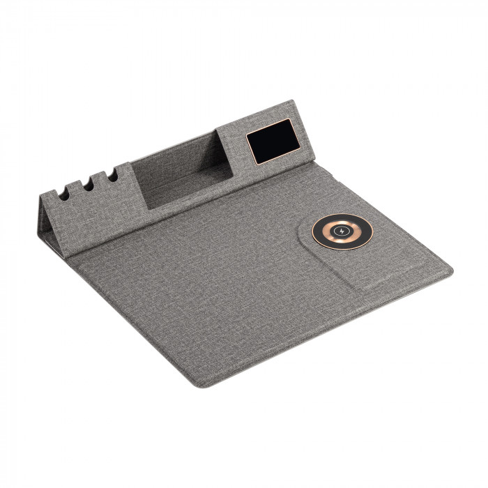 Настольная складная подставка Cool Mat с беспроводным (15W) ЗУ, сенсорной подсветкой логотипа, функцией MagSafe и ковриком для мыши