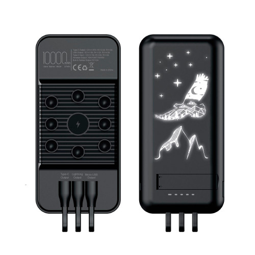 Беспроводное зарядное (22.5/15W) устройство Topfull SOFTTOUCH 10000 mAh с подсветкой лого, присосками, встроенными кабелями, с подставкой Беспроводное зарядное (22.5/15W) устройство Topfull SOFTTOUCH 10000 mAh с подсветкой лого, присосками, встроенными кабелями, с подставкой