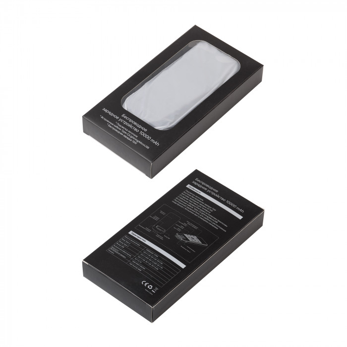 Беспроводное зарядное (22.5/15W) устройство Topfull SOFTTOUCH 10000 mAh с подсветкой лого, присосками, встроенными кабелями, с подставкой