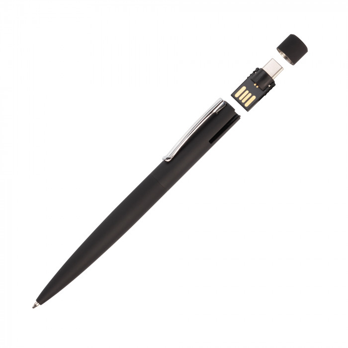 Ручка шариковая Secret с флеш-картой OTG 32Gb (USB2.0/Type-C), покрытие soft touch
