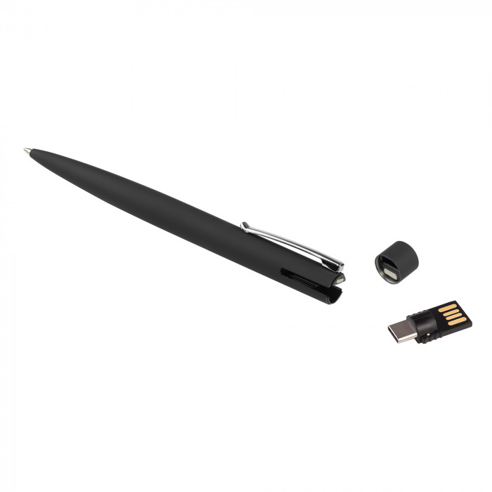 Ручка шариковая Secret с флеш-картой OTG 32Gb (USB2.0/Type-C), покрытие soft touch