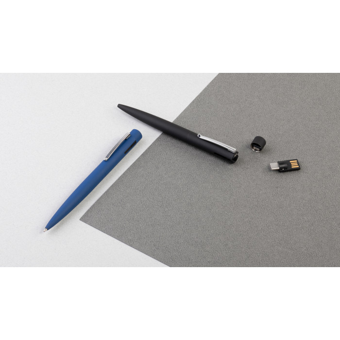 Ручка шариковая Secret с флеш-картой OTG 32Gb (USB2.0/Type-C), покрытие soft touch