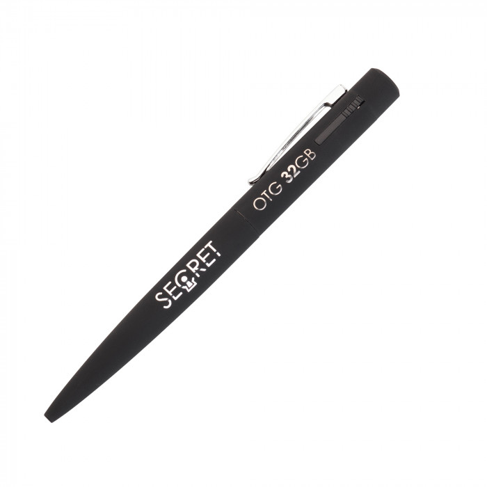 Ручка шариковая Secret с флеш-картой OTG 32Gb (USB2.0/Type-C), покрытие soft touch