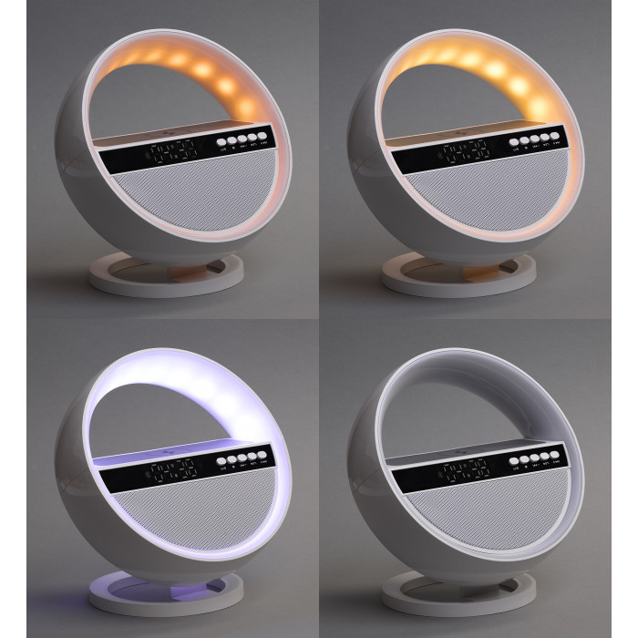 Bluetooth колонка Smart Orb 5Вт с беспроводным (15W) ЗУ, лампой, часами, FM радио