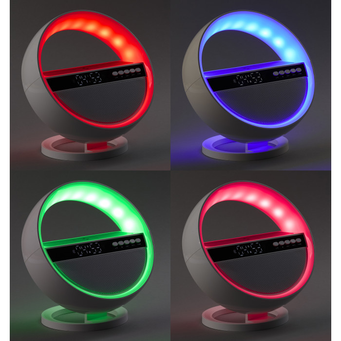 Bluetooth колонка Smart Orb 5Вт с беспроводным (15W) ЗУ, лампой, часами, FM радио