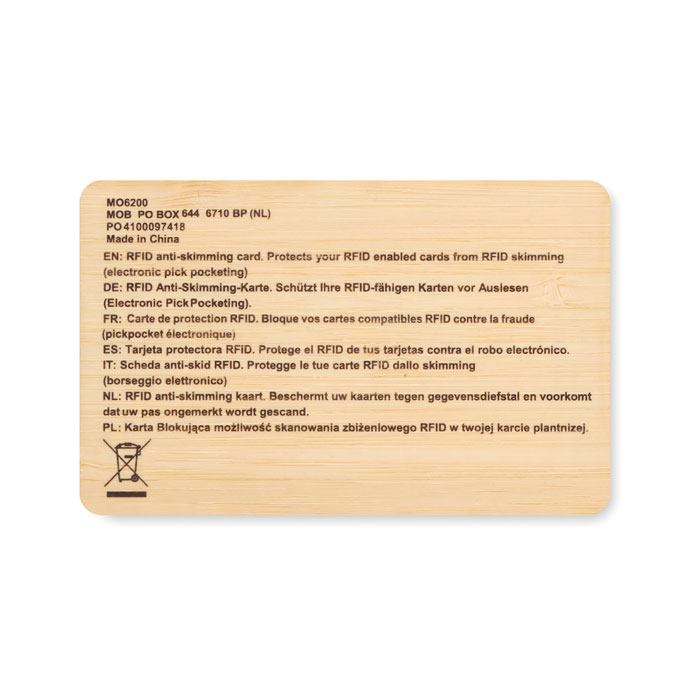 Карта RFID из бамбука