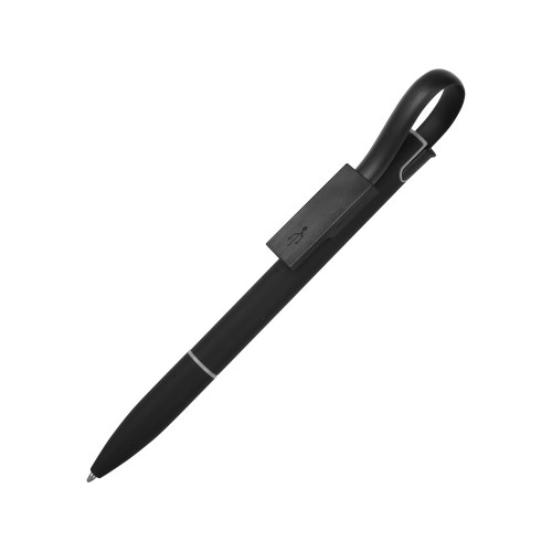 Ручка шариковая с кабелем USB, черный Ручка шариковая с кабелем USB, черный