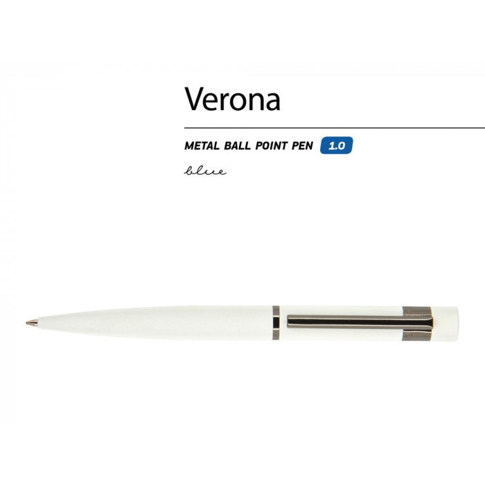 Ручка шариковая автоматическая BrunoVisconti VERONA цвет корпуса белый, soft-touch, 1 мм, синяя