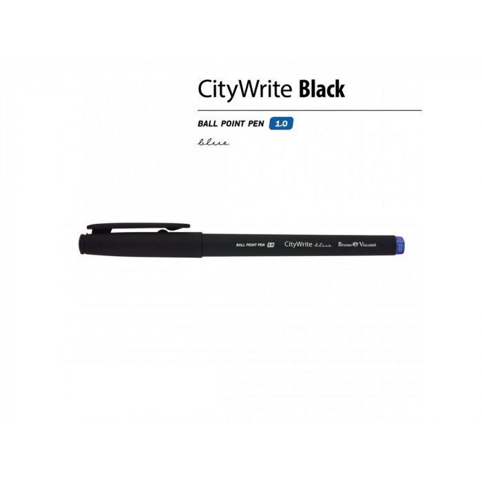 Ручка CityWrite.BLACK шариковая, черный пластиковый корпус, 1.0 мм, синяя