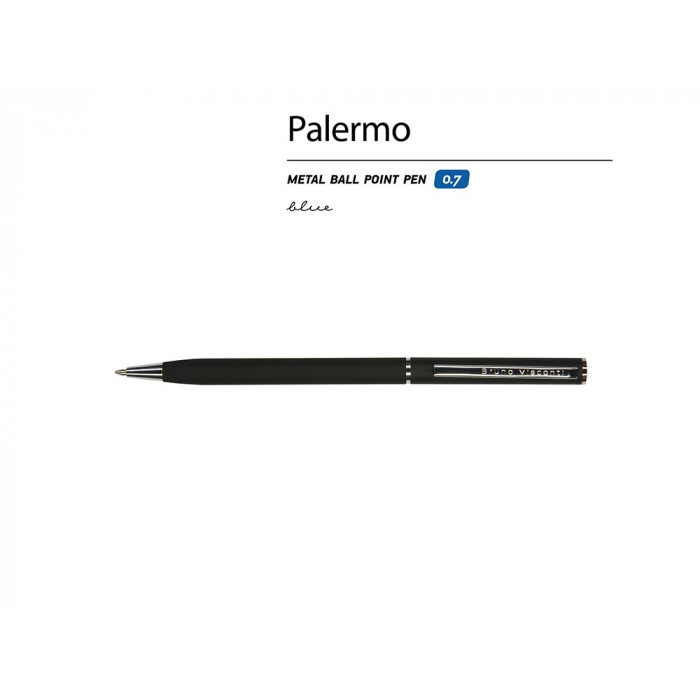Ручка шариковая автоматическая BrunoVisconti® PALERMO цвет корпуса черный, soft-touch, 0.7 мм