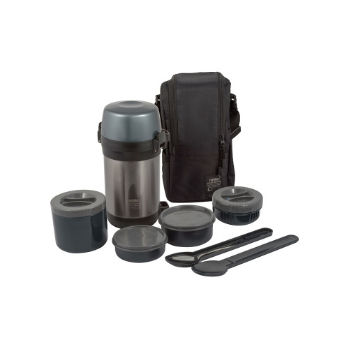 Термос из нерж.стали с пластиковыми контейнерами и ложкой тм THERMOS JLS-1601 Food 1.6L, серый Термос из нерж.стали с пластиковыми контейнерами и ложкой тм THERMOS JLS-1601 Food 1.6L, серый