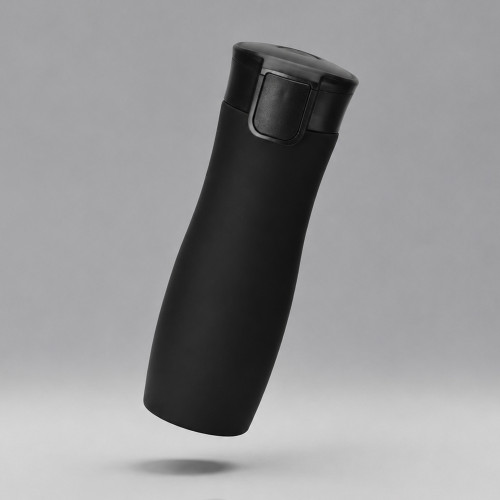 Вакуумная термокружка с кнопкой Streamline, Waterline, soft-touch, черный