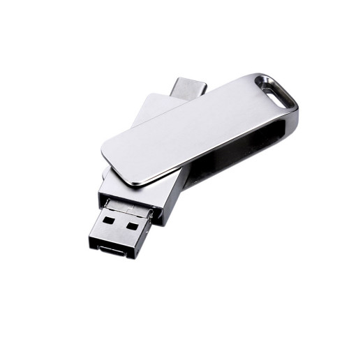 USB 2.0-флешка на 32 Гб поворотный механизм, c дополнительным разъемом Micro USB с одноцветным металлическим клипом USB 2.0-флешка на 32 Гб поворотный механизм, c дополнительным разъемом Micro USB с одноцветным металлическим клипом