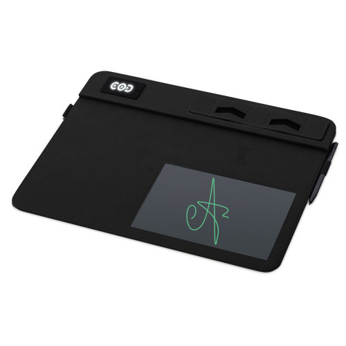 Многофункциональный коврик для мыши Multi Pad с беспроводной зарядкой и LCD экраном, 10 Вт, черный Многофункциональный коврик для мыши Multi Pad с беспроводной зарядкой и LCD экраном, 10 Вт, черный