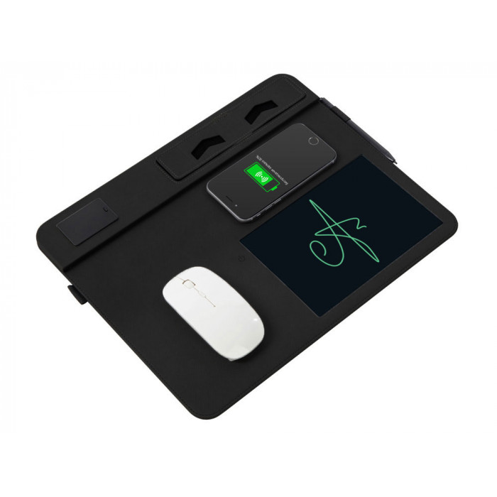 Многофункциональный коврик для мыши Multi Pad с беспроводной зарядкой и LCD экраном, 10 Вт, черный
