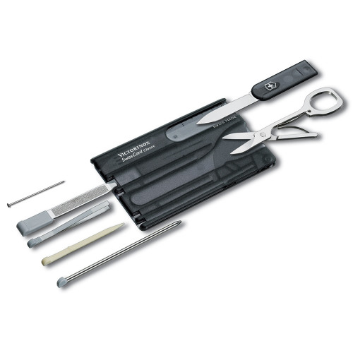 Швейцарская карточка VICTORINOX SwissCard Classic, 10 функций, полупрозрачная чёрная Швейцарская карточка VICTORINOX SwissCard Classic, 10 функций, полупрозрачная чёрная
