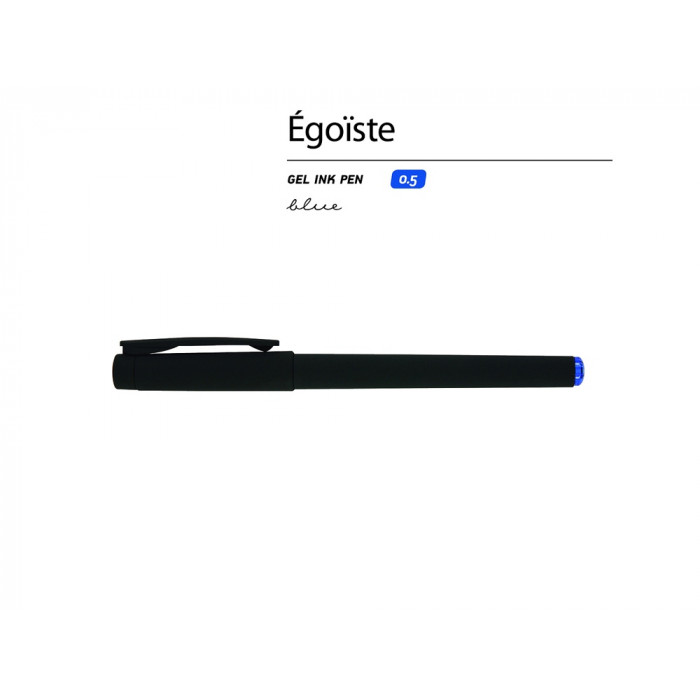 Ручка пластиковая гелевая Egoiste Black под персонализацию, синие чернила, черная