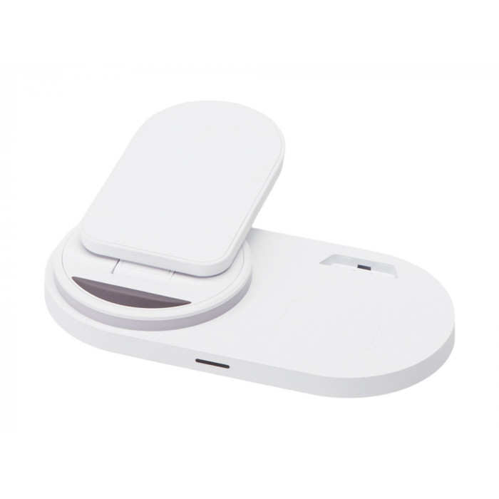 Складная зарядная станция с беспроводной зарядкой Flashport, 15 Вт, белый