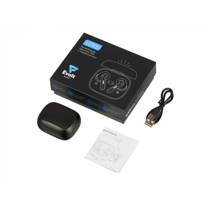 Беспроводные наушники с шумоподавлением c подсветкой лого Lites, черные
