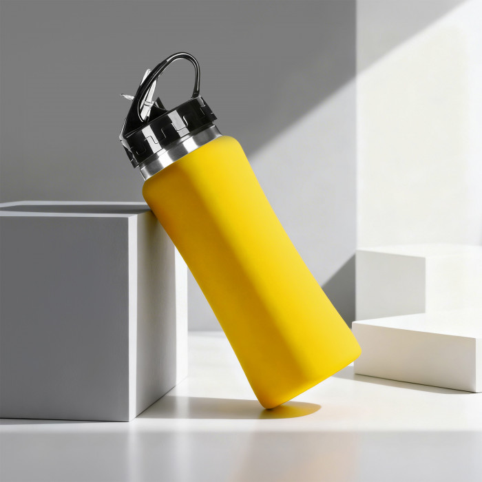 Бутылка для воды Bottle C1, сталь, soft touch, 600 мл, желтый
