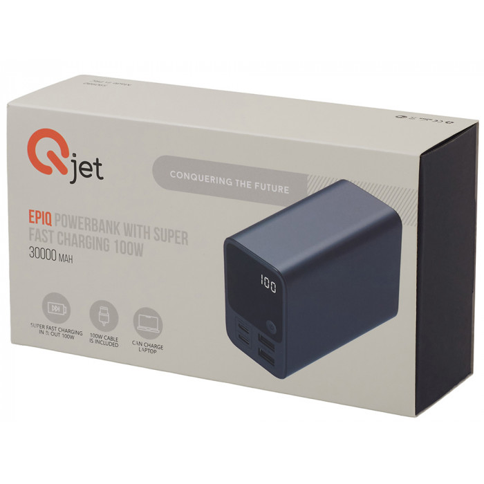 Внешний аккумулятор для ноутбуков EpIQ, 100 Вт, 30000 mAh, темно-серый