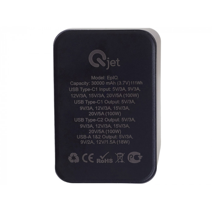 Внешний аккумулятор для ноутбуков EpIQ, 100 Вт, 30000 mAh, темно-серый