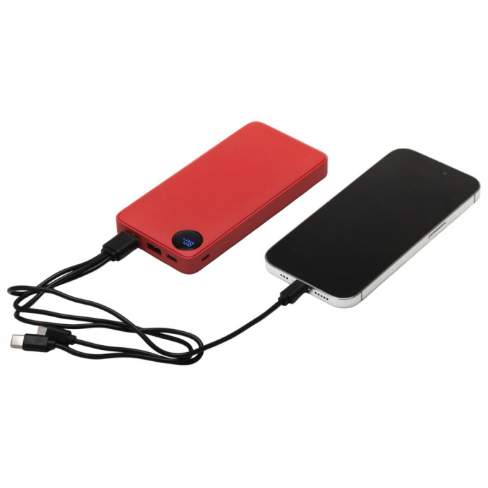 Внешний аккумулятор с дисплеем Mild, 10 000 mAh, красный