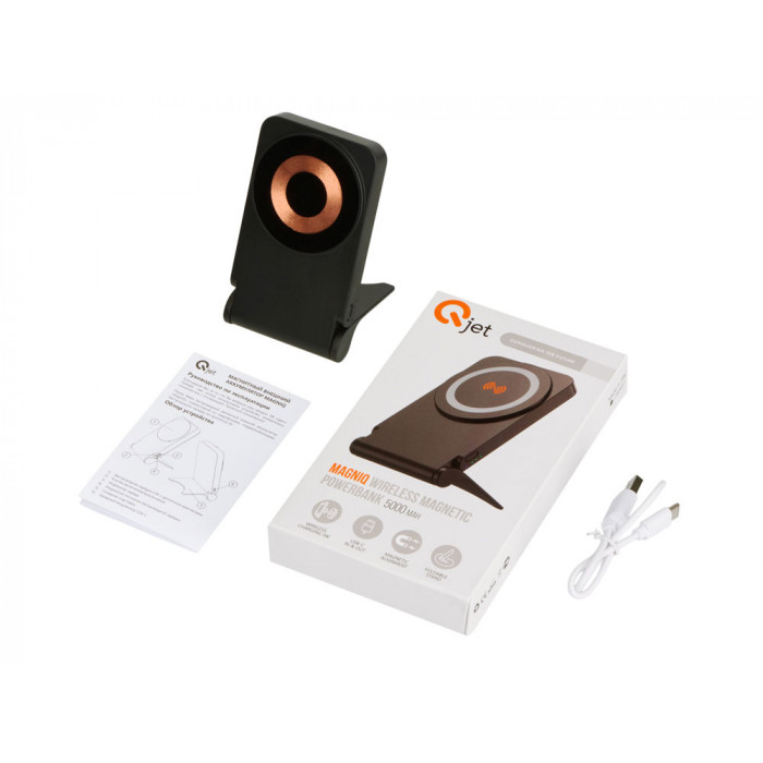 Внешний магнитный аккумулятор MagnIQ, черный, 5000 mAh