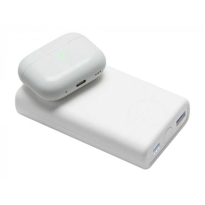 Внешний беспроводной аккумулятор 2-в-1 с функцией зарядки Apple Watch, QC/PD AtomIQ, 10000 мАч, белый