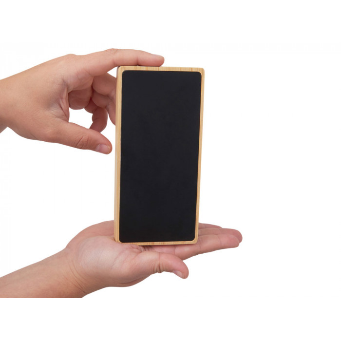 Внешний аккумулятор с подсветкой лого и солнечной панелью Reedia S1, 10000 mAh, бамбук, черный