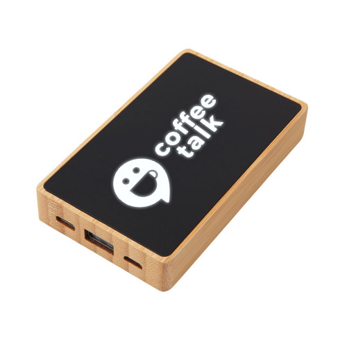 Внешний аккумулятор с подсветкой лого Reedia S2, 5000 mAh, бамбук, черный Внешний аккумулятор с подсветкой лого Reedia S2, 5000 mAh, бамбук, черный