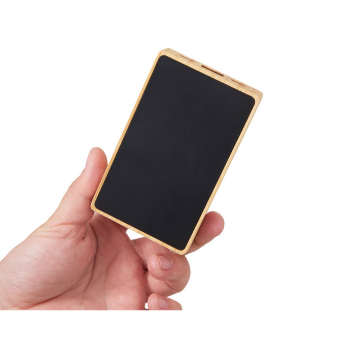 Внешний аккумулятор с подсветкой лого Reedia S2, 5000 mAh, бамбук, черный