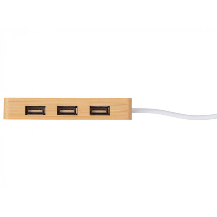 USB хаб с подсветкой лого Reedia S5, 3*USB, 1*Type C, бамбук, черный