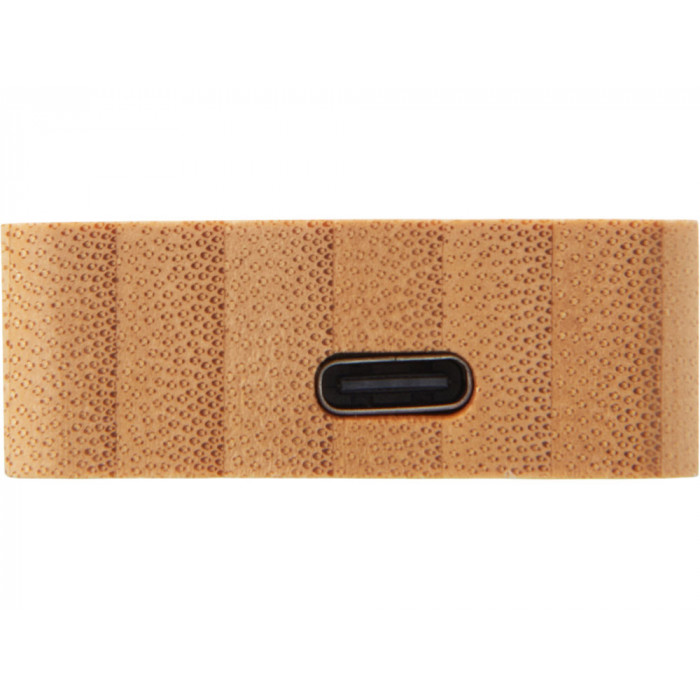 USB хаб с подсветкой лого Reedia S5, 3*USB, 1*Type C, бамбук, черный