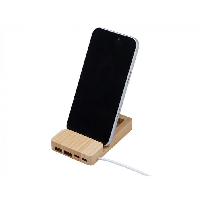 USB хаб Memo, 2*USB, 2*Type C, бамбук