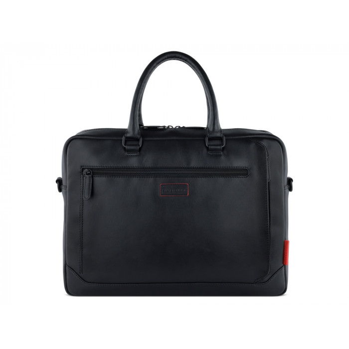 Портфель мужской BUGATTI КЛАРК | CLARK, чёрный, воловья кожа/полиэстер, 40х9,5х29 см, 10 л