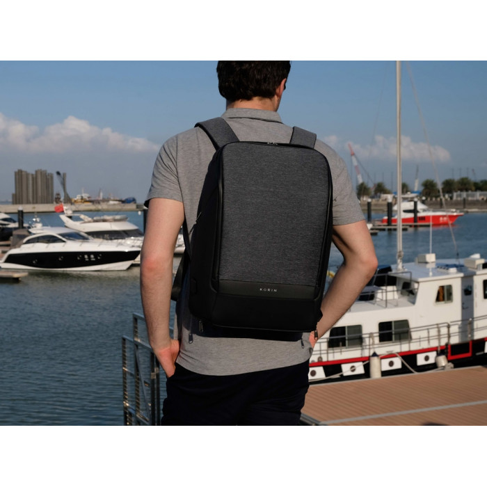 Антикражный рюкзак FlexPackPro для ноутбука 15.6, серый/черный
