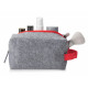 Косметичка из РПЕТ фетра с ручкой Felt, серый с красным Косметичка из РПЕТ фетра с ручкой Felt, серый с красным