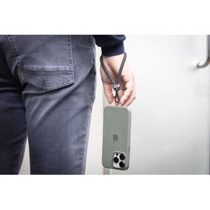 Ремешок-держатель для телефона с зарядным кабелем USB-C - USB-C Lany Wristband Charge Eco, серый