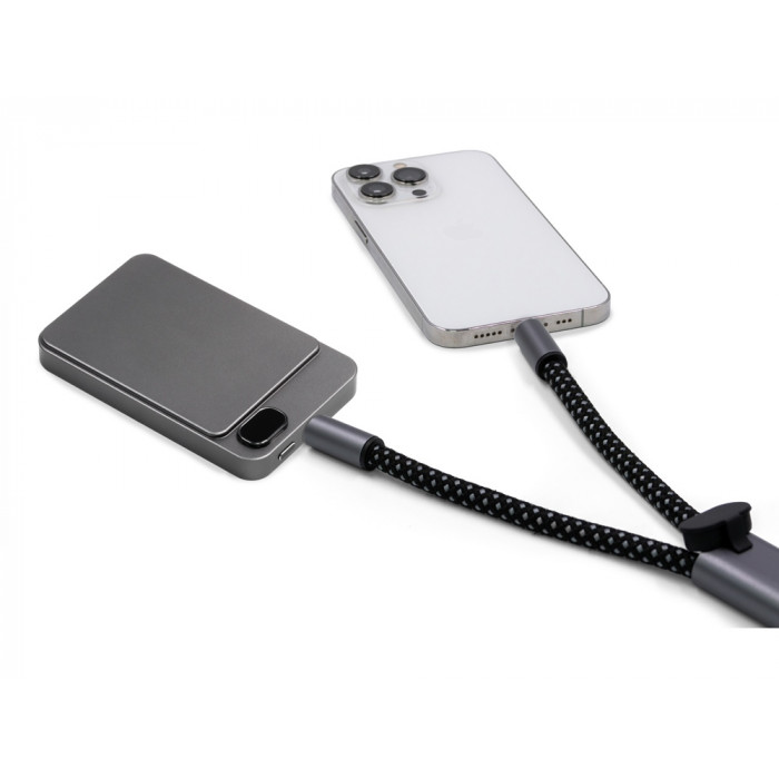 Ремешок-держатель для телефона с зарядным кабелем USB-C - USB-C Lany Wristband Charge Eco, серый