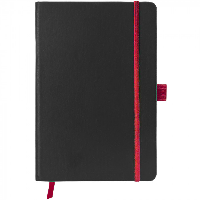 Блокнот ColorNote Black, твердая обложка A5, 80 листов, черный с красным (Р)