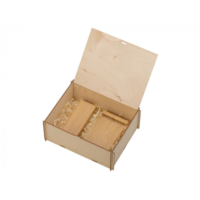 Подарочный набор с БЗУ и внешним аккумулятором Bamboo Set, натуральный