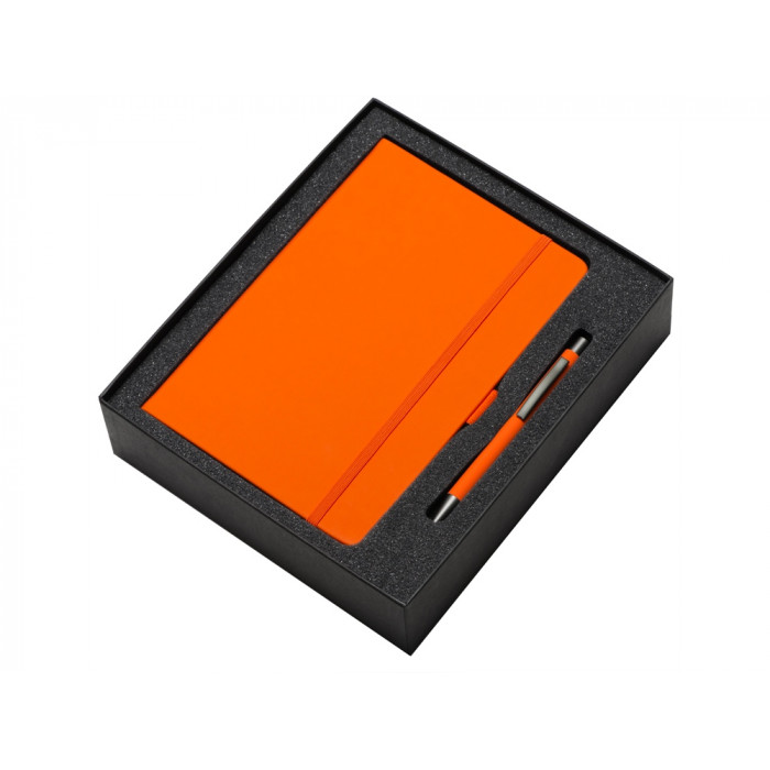 Подарочный набор Vision Pro soft-touch с ручкой и блокнотом А5, оранжевый