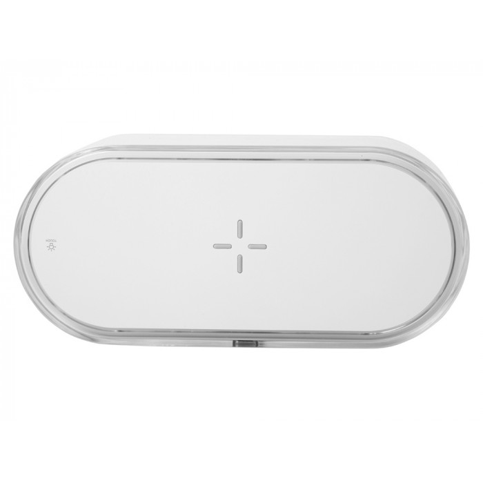 Ночник с беспроводной зарядкой и RGB подсветкой Miracle, 15 Вт, белый (Р)