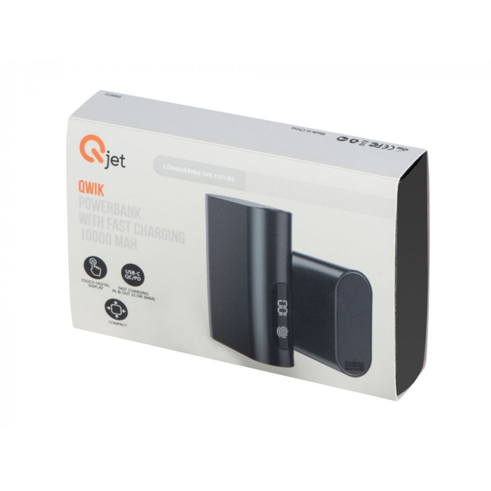 Внешний аккумулятор с QC/PD Qwik, 10000 mah, черный (Р)