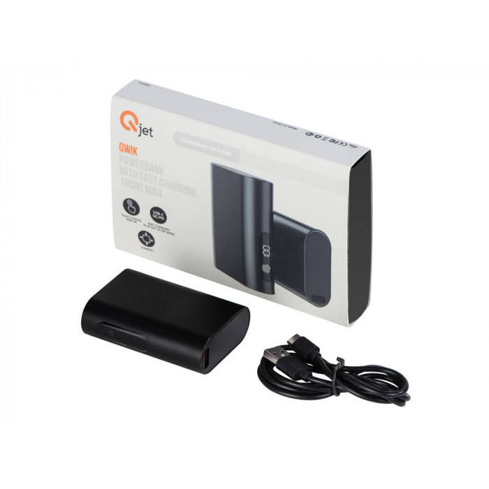Внешний аккумулятор с QC/PD Qwik, 10000 mah, черный (Р)
